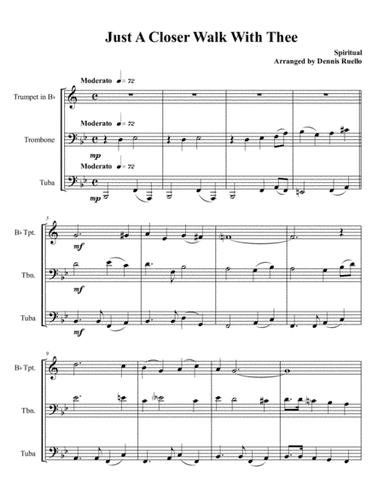 Just A Closer Walk With Thee - Mixed Brass Trio (Trumpet,Trombone,Tuba) - Jazz Funeral Style (arr. Dennis Ruello)