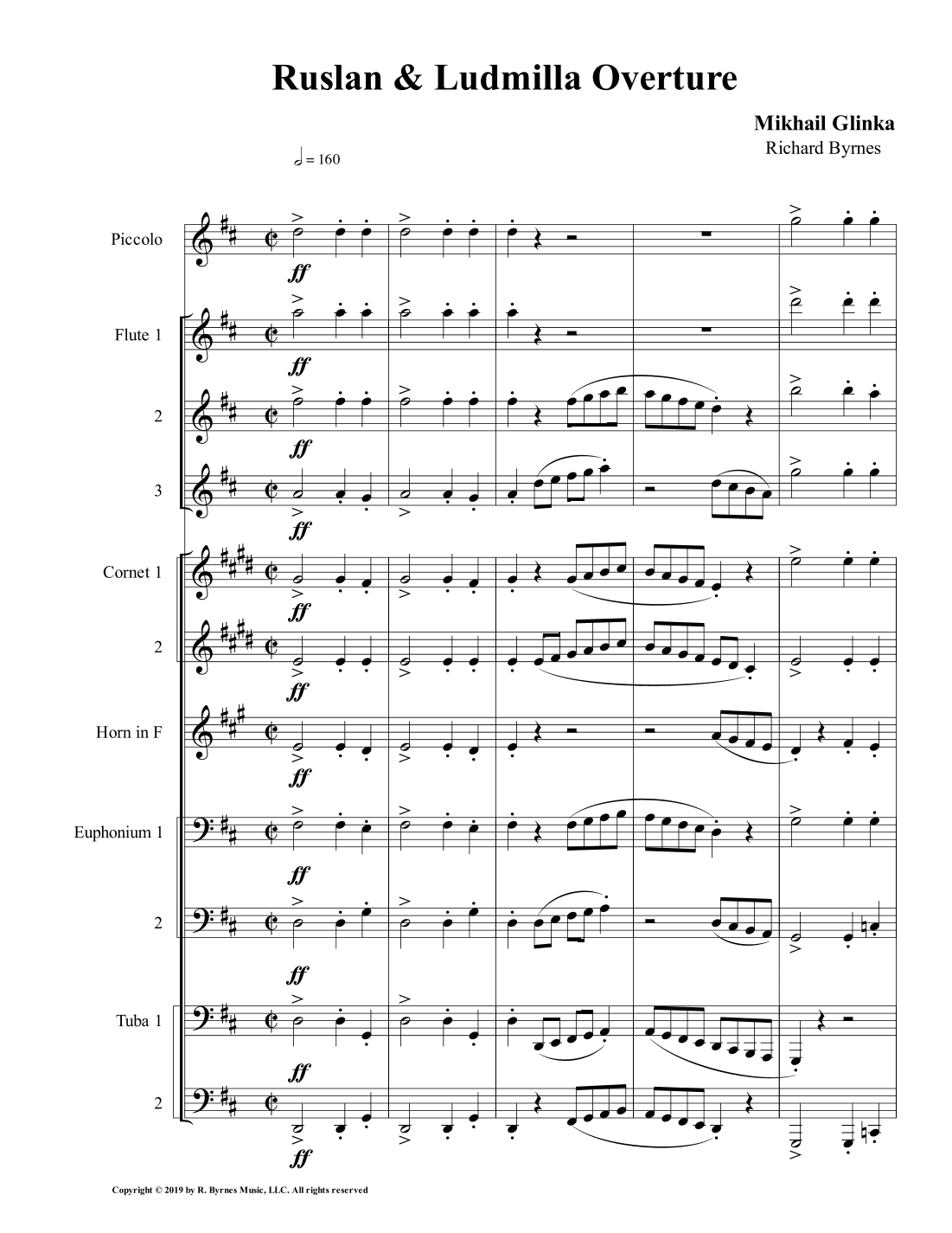 Ruslan & Ludmilla Overture (Brass Septet + Piccolo & 3 Flutes) (arr. Richard Byrnes)
