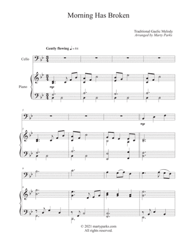 Morning Has Broken (Cello-Piano) (arr. Marty Parks)