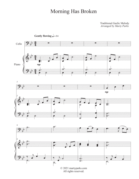 Morning Has Broken (Cello-Piano) (arr. Marty Parks)