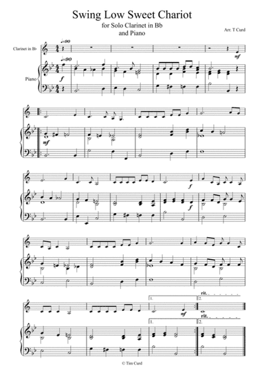 Swing Low Sweet Chariot for Solo Clarinet in Bb and Piano (arr. Tim Curd)