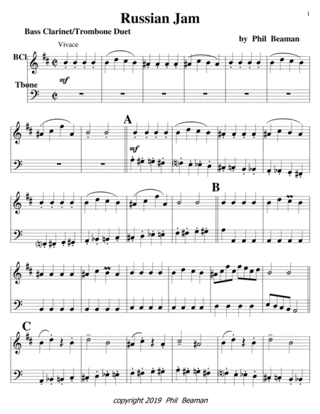Russian Jam-bass clarinet and trombone duet