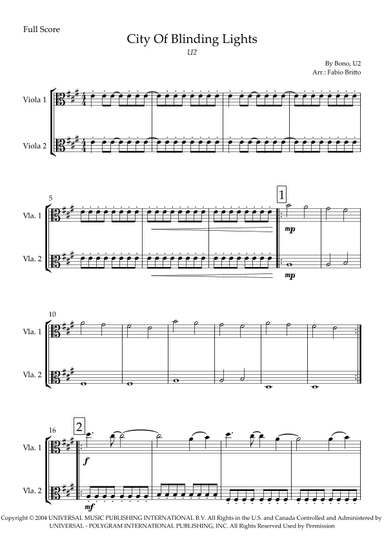 City Of Blinding Lights (arr. Fabio Britto)