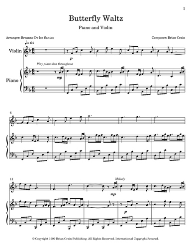 Butterfly Waltz (arr. Breanne De los Santos)