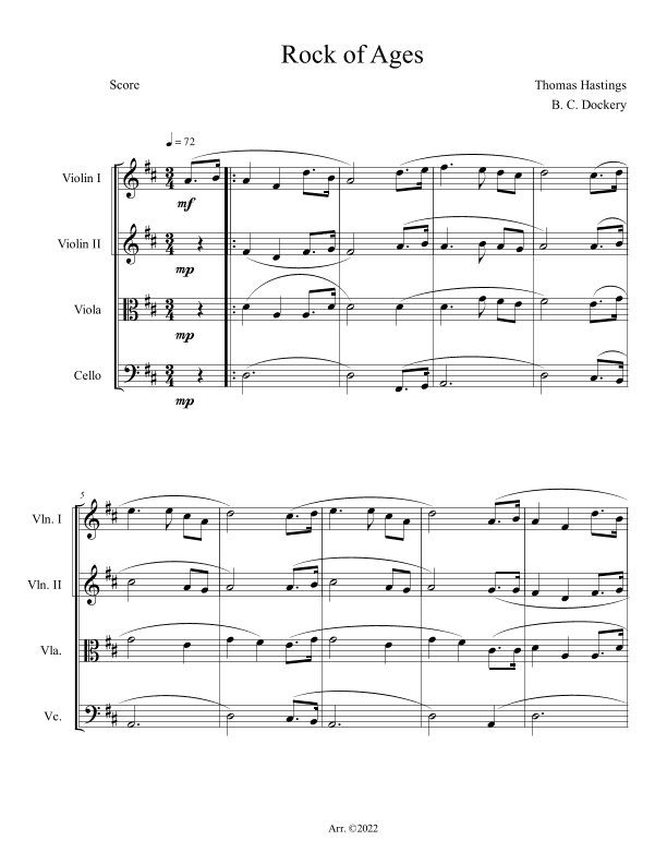 Rock of Ages (String Quartet) (arr. B. C. Dockery)