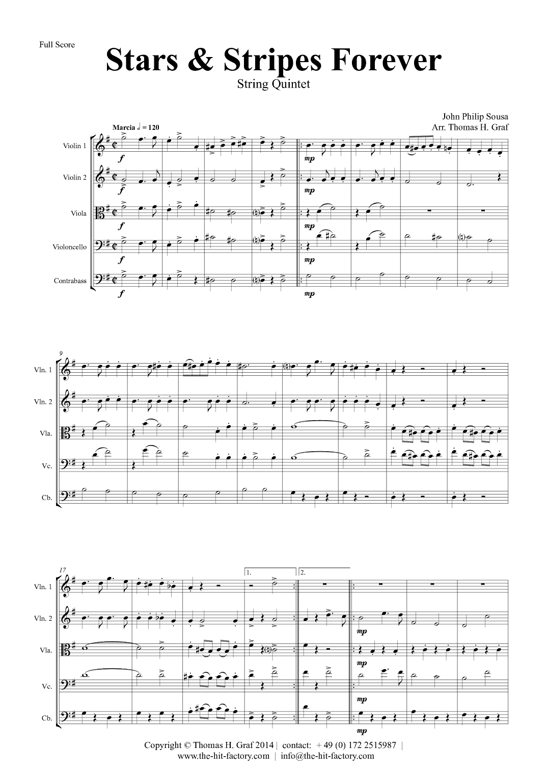 Stars and Stripes forever - Sousa - String Quintet (arr. Thomas Graf)