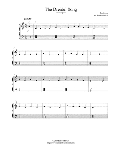 The Dreidel Song (I Have a Little Dreidel) - for easy piano (arr. Samuel Stokes)
