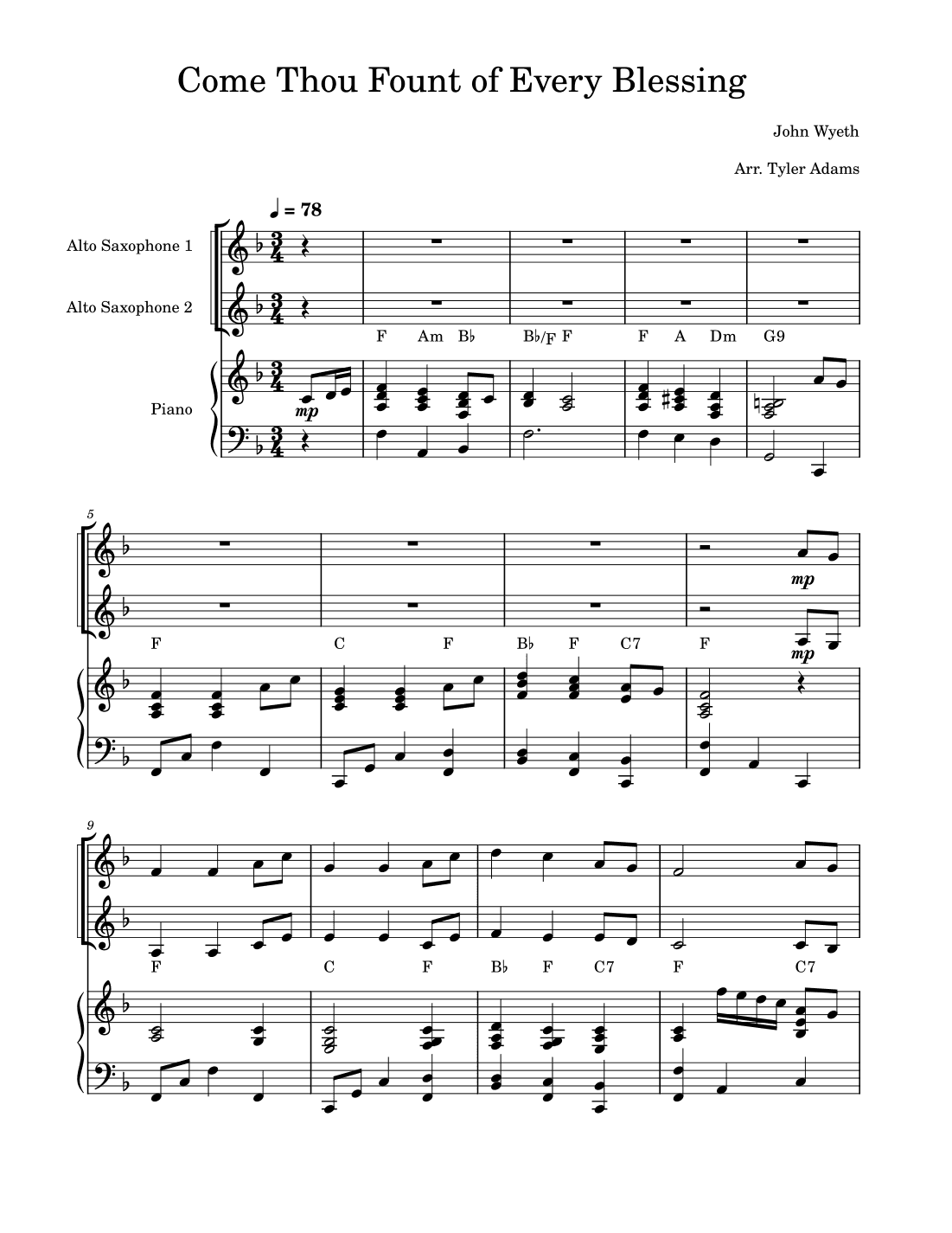 Come Thou Fount of Every Blessing (Alto Sax Duet) (arr. Tyler Adams)