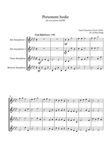 Personent hodie (for sax quartet AATB) (arr. Jordan Grigg)