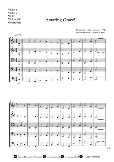 Amazing Grace How Sweet the sound - Easy String Quartet (arr. Daniel H Rosa)