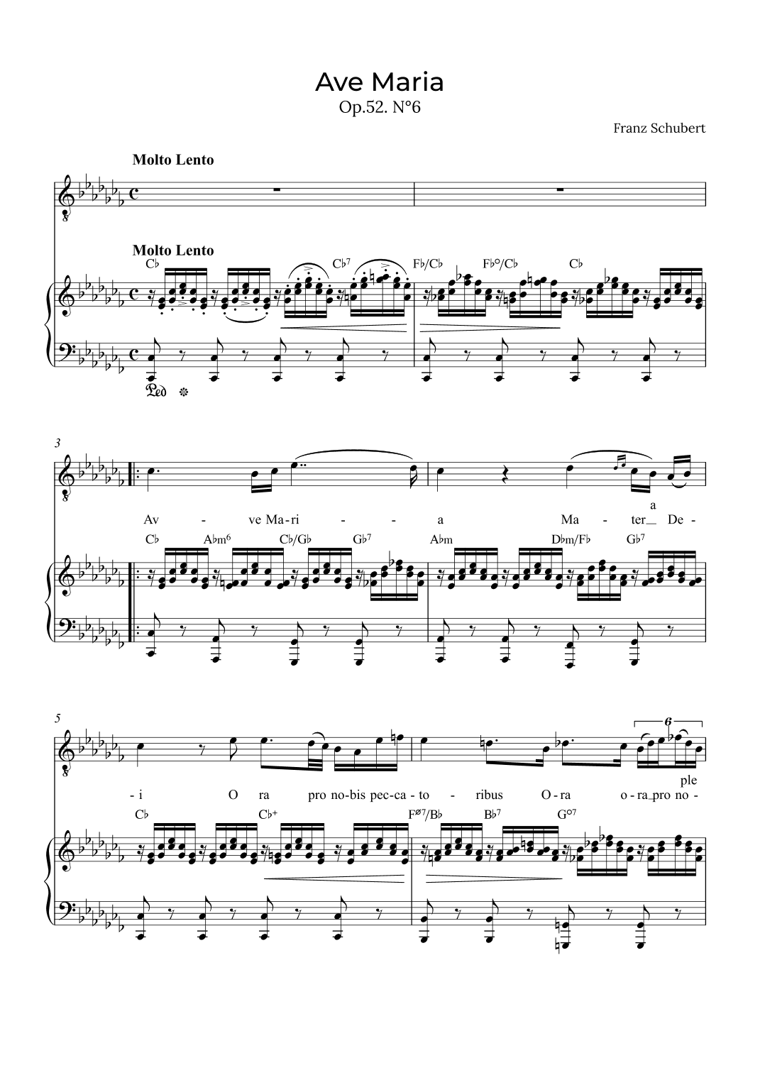 Ave Maria Schubert - Tenor with chords in Cb (arr. Alex Nunes Rodrigues)