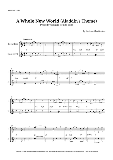 A Whole New World (aladdin's Theme) (arr. Langanho)