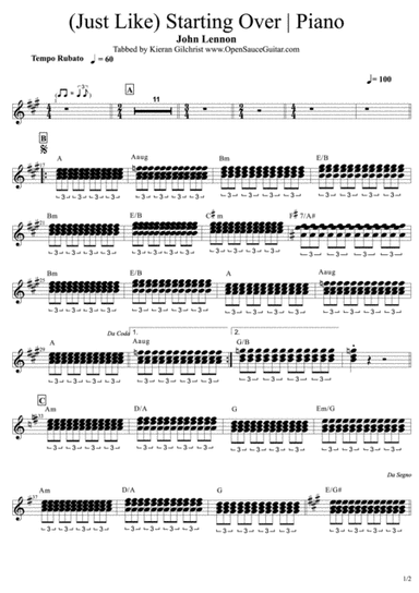 (just Like) Starting Over (arr. Kieran Gilchrist)