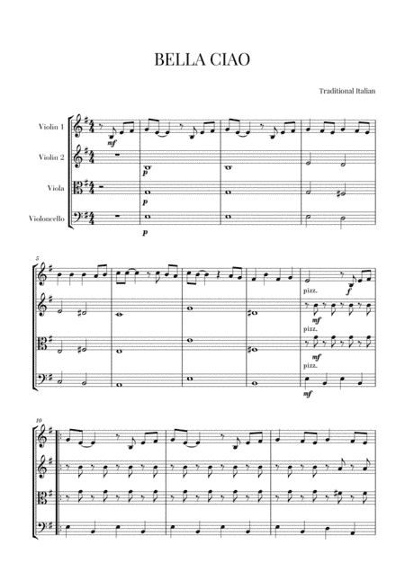 BELLA CIAO for String Quartet (arr. Cadenza Editions)