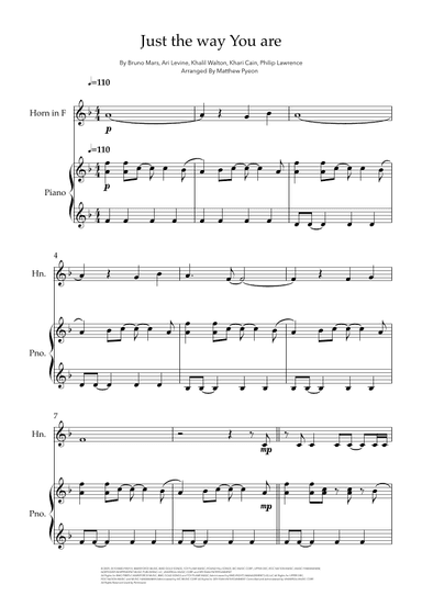 Just The Way You Are (arr. Matthew pyeon)