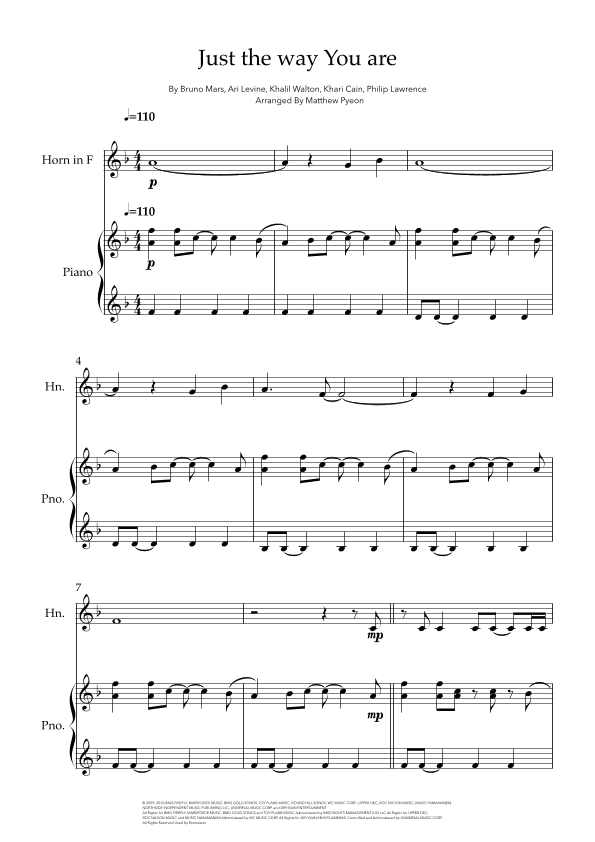 Just The Way You Are (arr. Matthew pyeon)