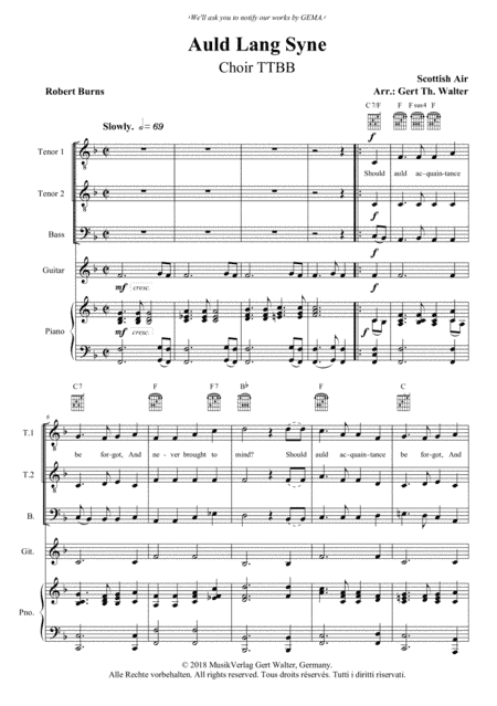 Auld Lang Syne (arr. Gert Th. Walter)
