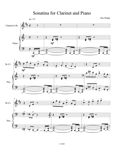 Sonatina for Clarinet and Piano Movement III -  Summer Shower