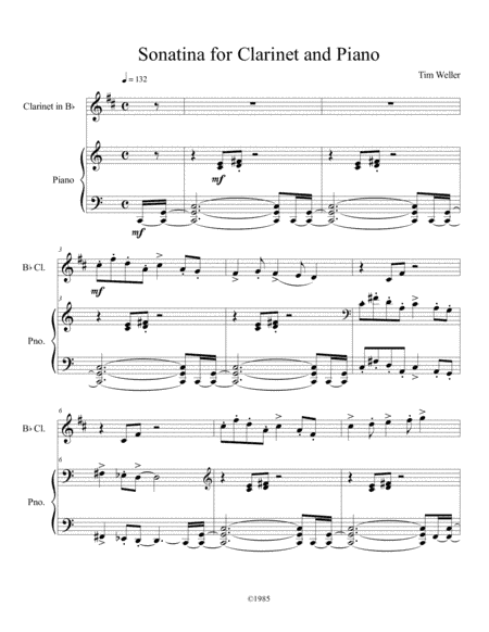 Sonatina for Clarinet and Piano Movement III -  Summer Shower