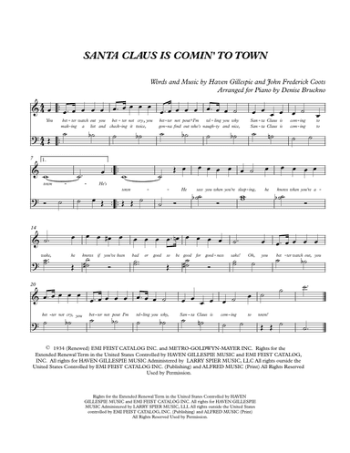 Santa Claus Is Comin' To Town (arr. Denise Bruckno)