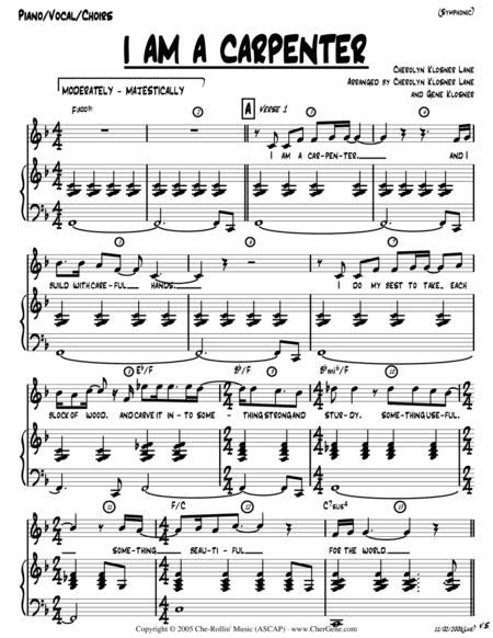 I Am a Carpenter (Joseph's Song) [Octavo w/Piano and Chords]