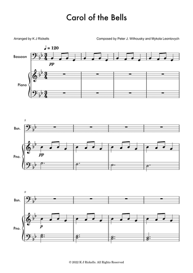 Carol Of The Bells - Bassoon (arr. K J Rickells)