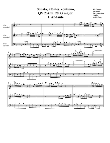 Trio sonata QV 2: Anh. 28 (arrangement for 3 recorders) (arr. Gil Garty)