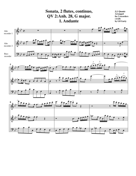 Trio sonata QV 2: Anh. 28 (arrangement for 3 recorders) (arr. Gil Garty)
