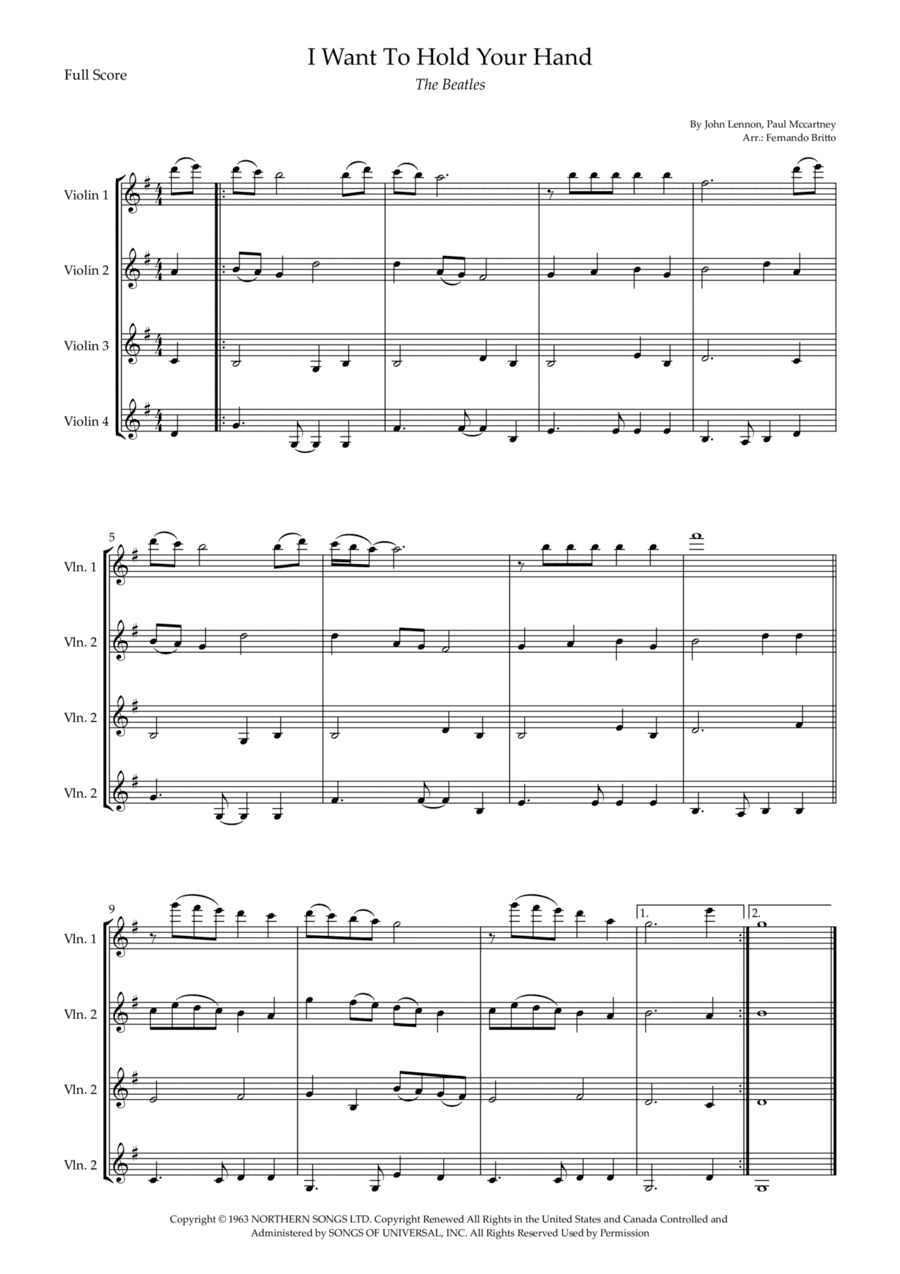 I Want To Hold Your Hand (arr. Fernando Britto)