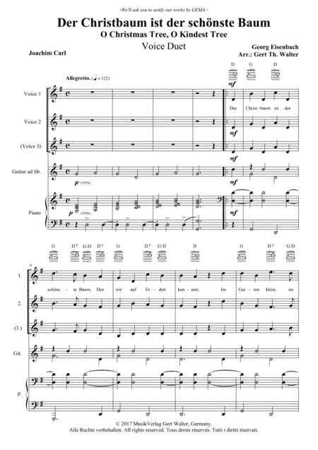 O Christmas Tree, O Kindest Tree (arr. Gert Th. Walter)