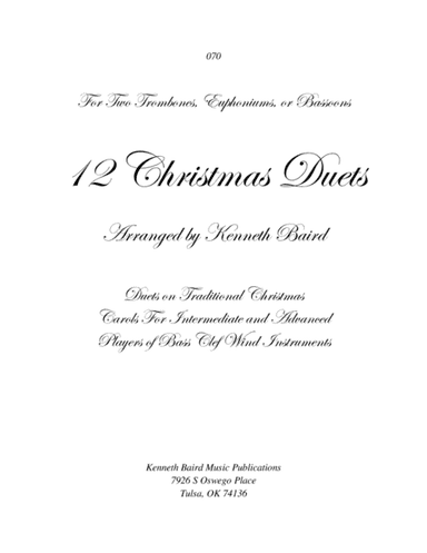 12 Christmas Duets for Bass Clef Instruments (arr. Kenneth Baird)