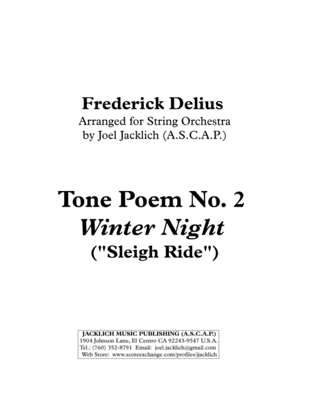 Tone Poem No. 2: Winter Night (Sleigh Ride) (arr. Joel Jacklich (ASCAP))