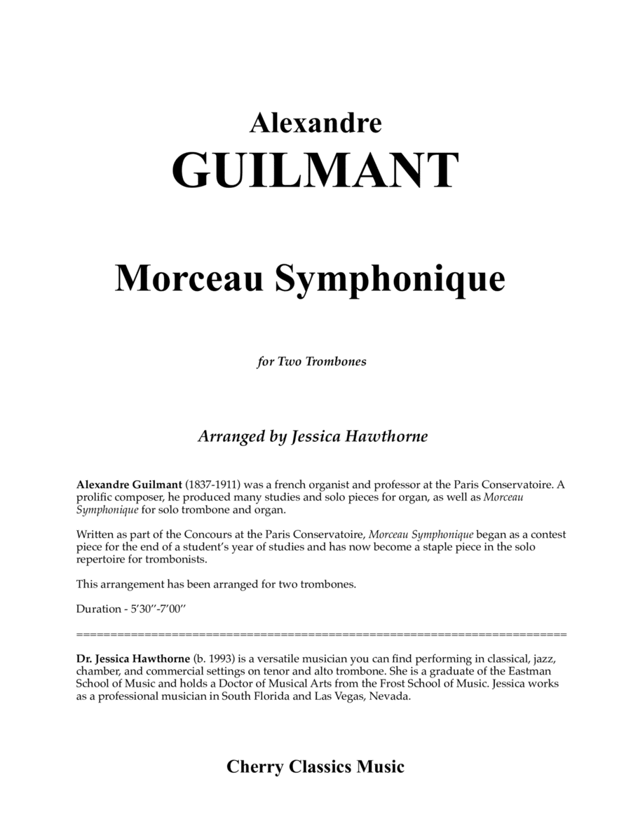 Morceau Symphonique for Two Trombones (arr. Jessica Hawthorne)