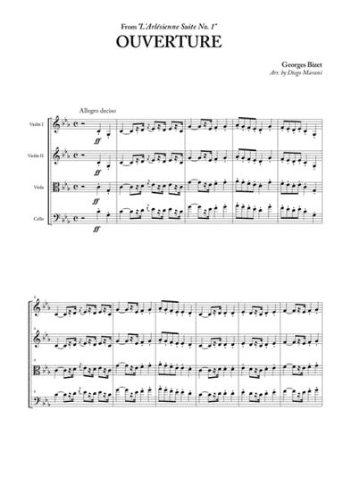 Overture from "L'Arlesienne Suite No. 1" for String Quartet (arr. Diego Marani)