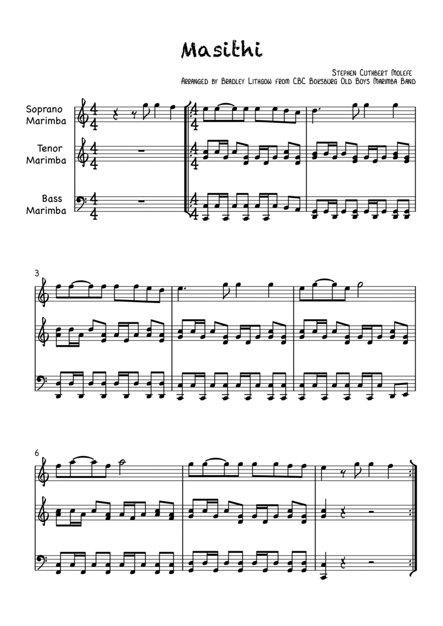 Masithi For African Marimba Band (arr. Bradley Lithgow)