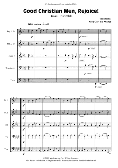 Good Christian Men, Rejoice! (arr. Gert Th. Walter)