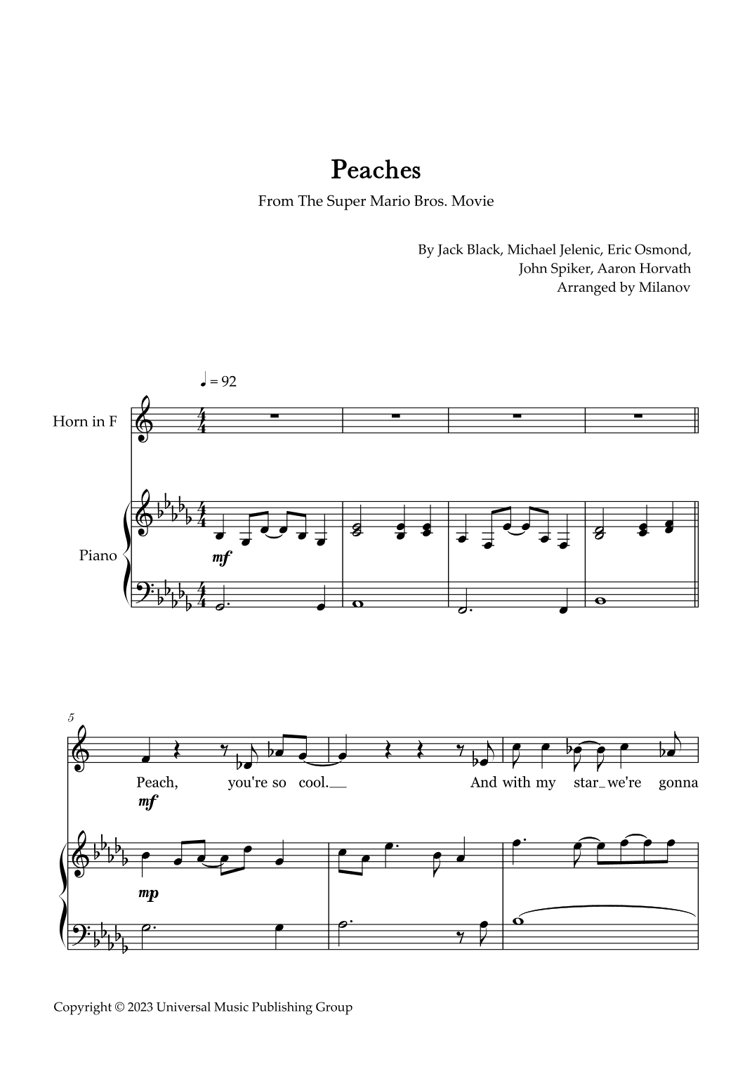 Peaches (arr. Milanov)
