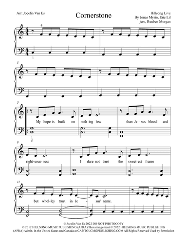 Cornerstone (arr. Jocelin Van Es)