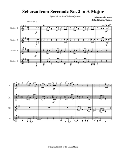 Brahms Scherzo from Serenade #2 for Clarinet Quartet (arr. John Gibson)