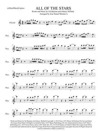 All Of The Stars  from the Motion Picture Soundtrack THE FAULT IN OUR STARS (arr. Jose Daniel Morales A.)