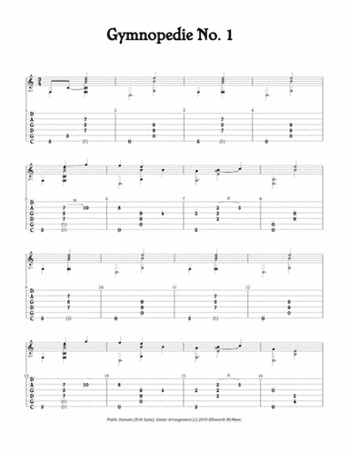 Gymnopedie No. 1 (For Fingerstyle Guitar Tuned CGDGAD) (arr. Ellsworth McMeen)