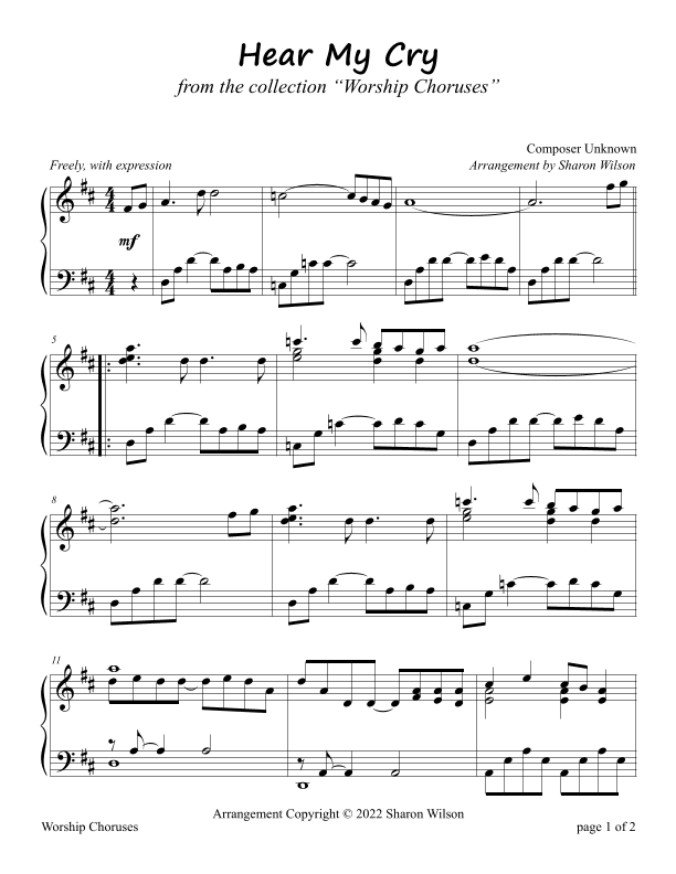 Hear My Cry (arr. Sharon Wilson)