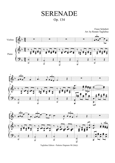 SERENADE - SCHUBERT - OP. 134 - Arr. for Violino (or any instrument in C) and Piano (arr. R. Tagliabue)