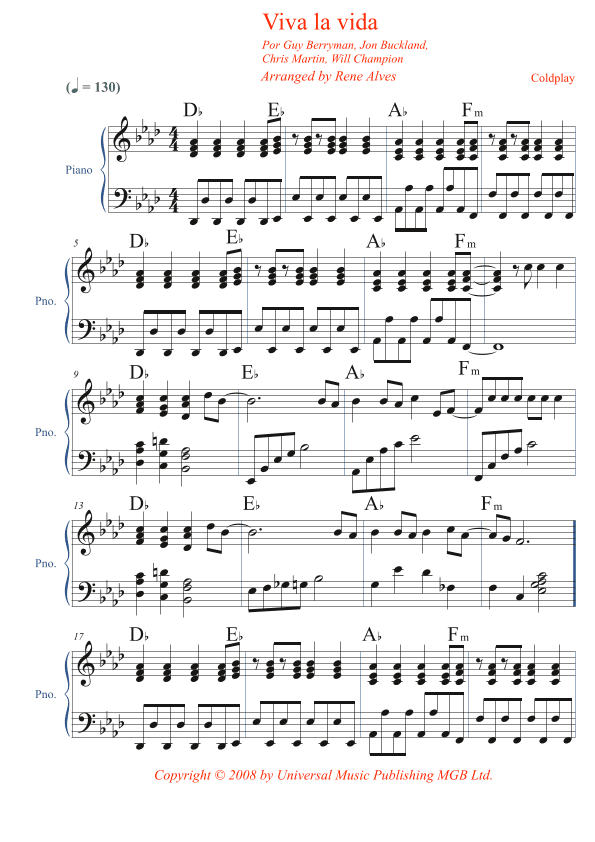 Viva La Vida (arr. Arranged by Rene Alves)