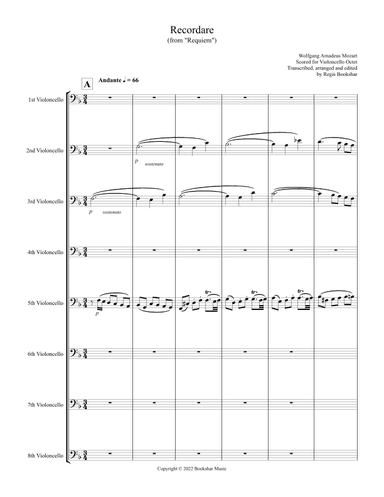 Recordare (from "Requiem") (F) (Violoncello Octet) (arr. Regis Bookshar)