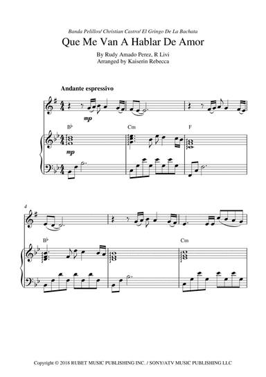 Que Me Van A Hablar De Amor (arr. Kaiserin Rebecca)