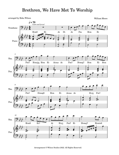Brethren, We Have Met To Worship--trombone solo (arr. Beka Wilson)