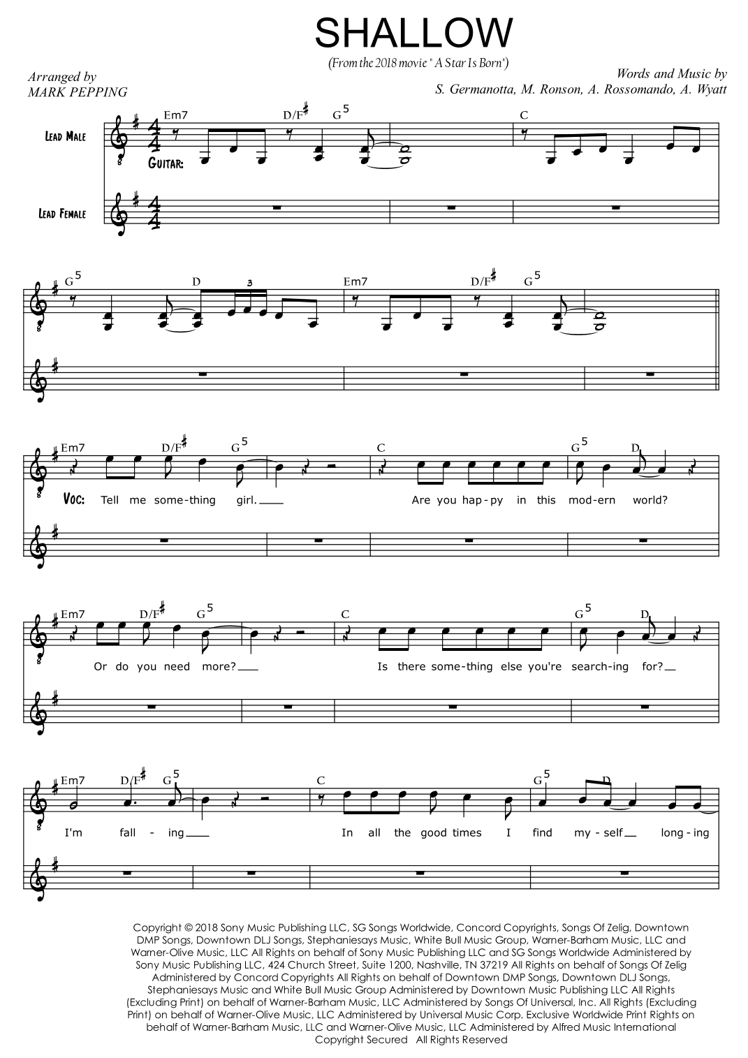 Shallow (arr. Mark Pepping)