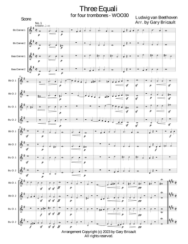 Three Equali - WOO30 (arr. Gary Bricault)