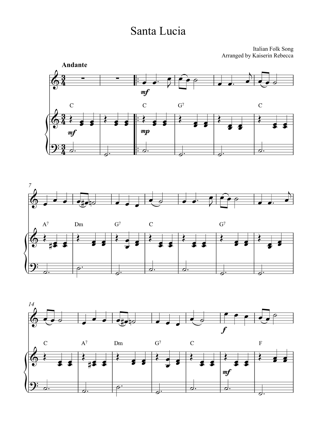 Santa Lucia (arr. Kaiserin Rebecca)